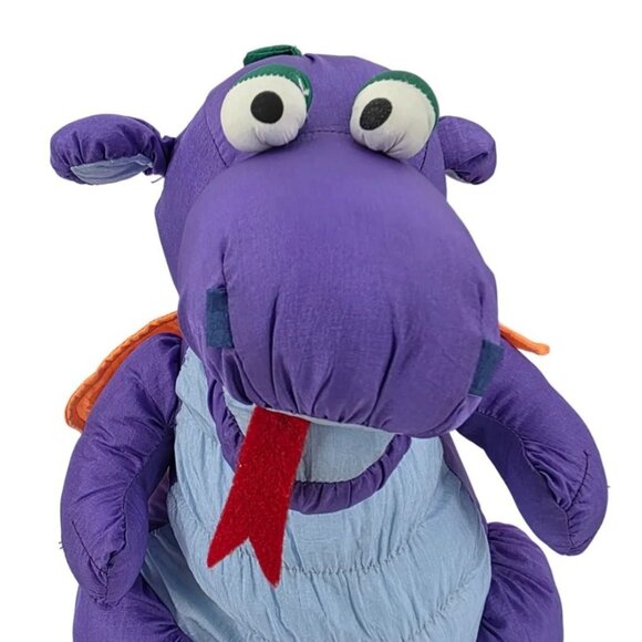 Vintage Chosun Parachute Puffy Dragon Dinosaur Purple 15" Plush Stuffed Animal - Picture 2 of 8
